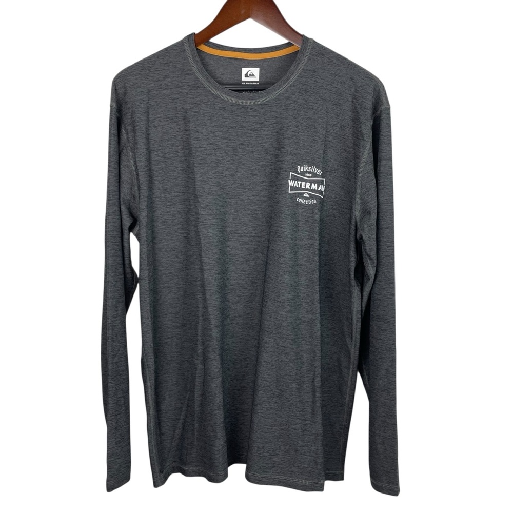 Quiksilver Waterman Collection | Gray White Logo Performance Long Sleeve Shirt